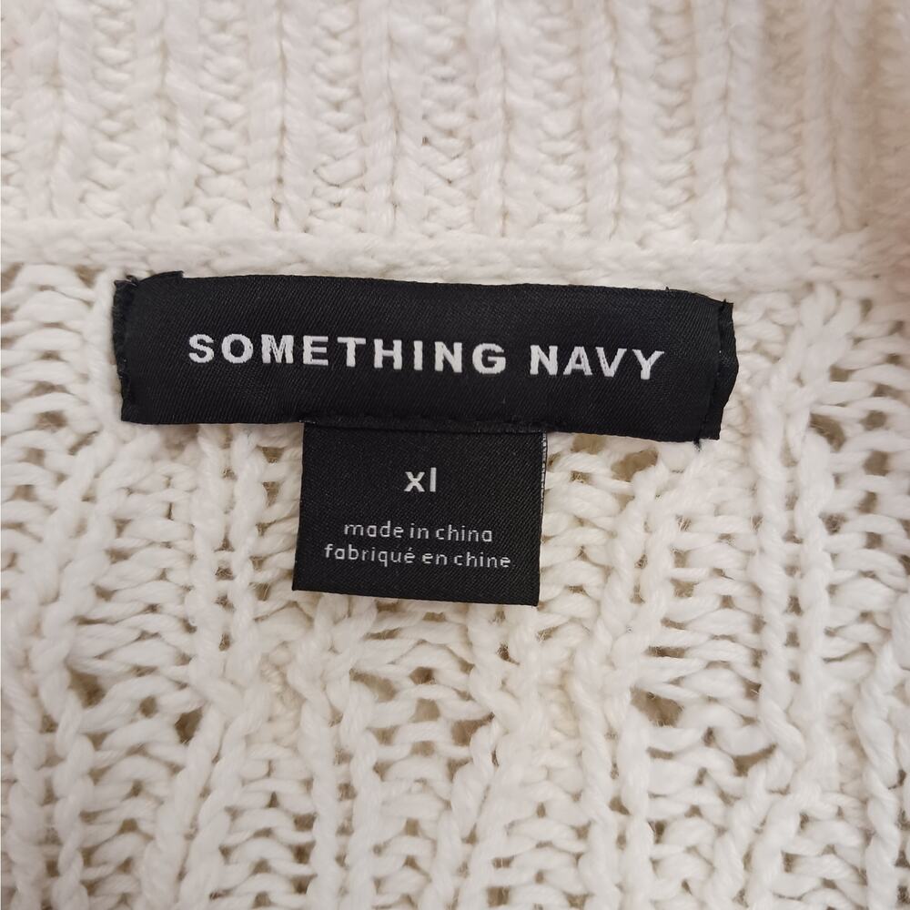 Something Navy SZ XL Cream Cotton Linen Blend Bobble & Cable Knit Chunky Sweater - Picture 4 of 8